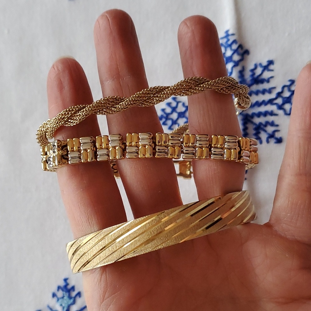 Vintage Monet Sarah Cov D'Orlan gold tone bracelets